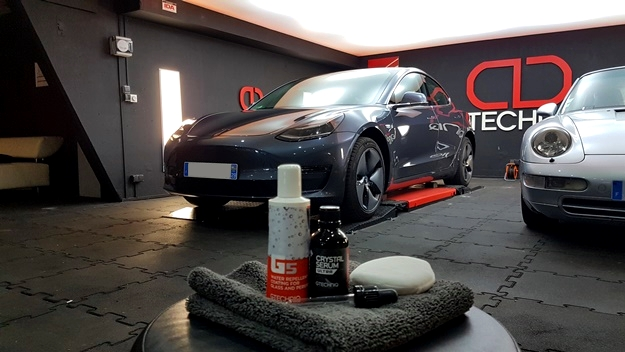 High-durability ceramic protection on a Tesla Model 3